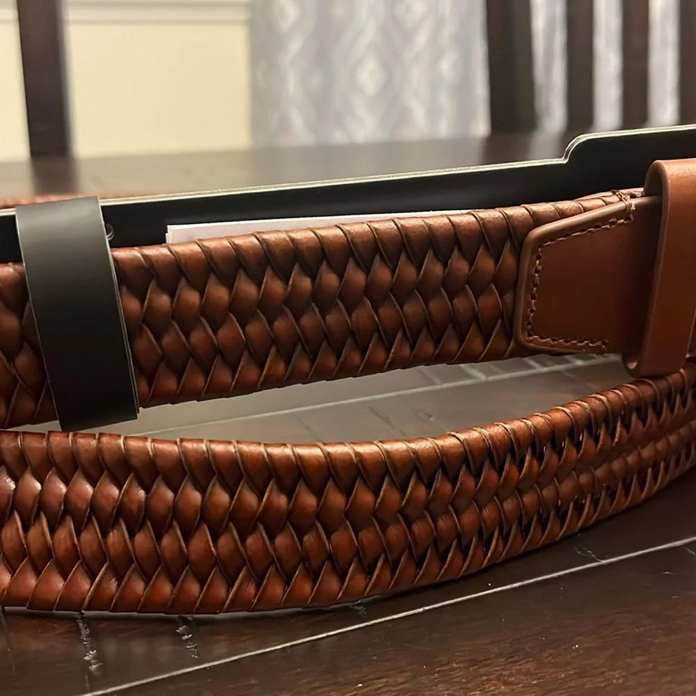 Adidas Leather Braided Stretch Golf Belt brown Mens Size Large / XL - Up to 40”